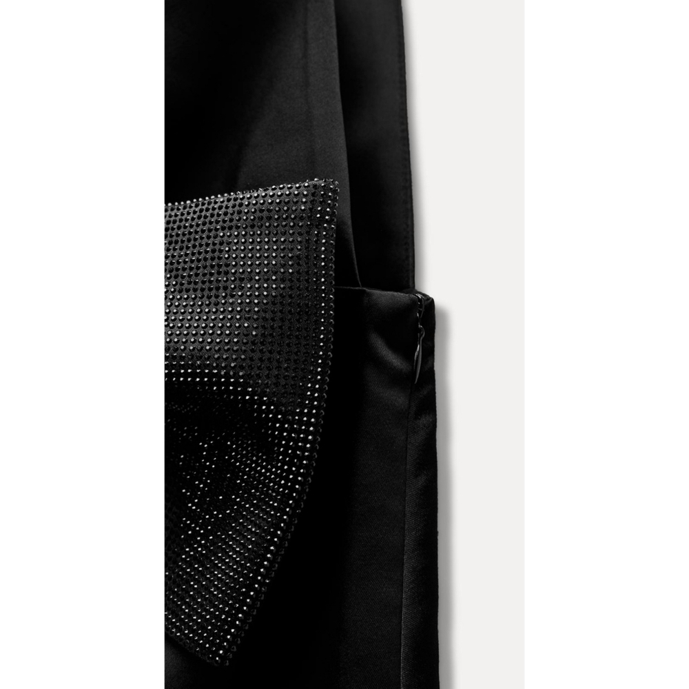 Zara Rhinestone Bow Dress Black Size XS - Picture 15 of 16